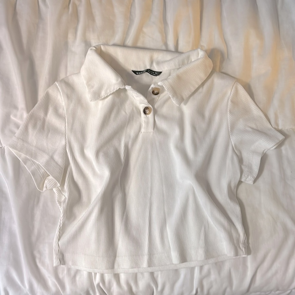 White Crop Polo